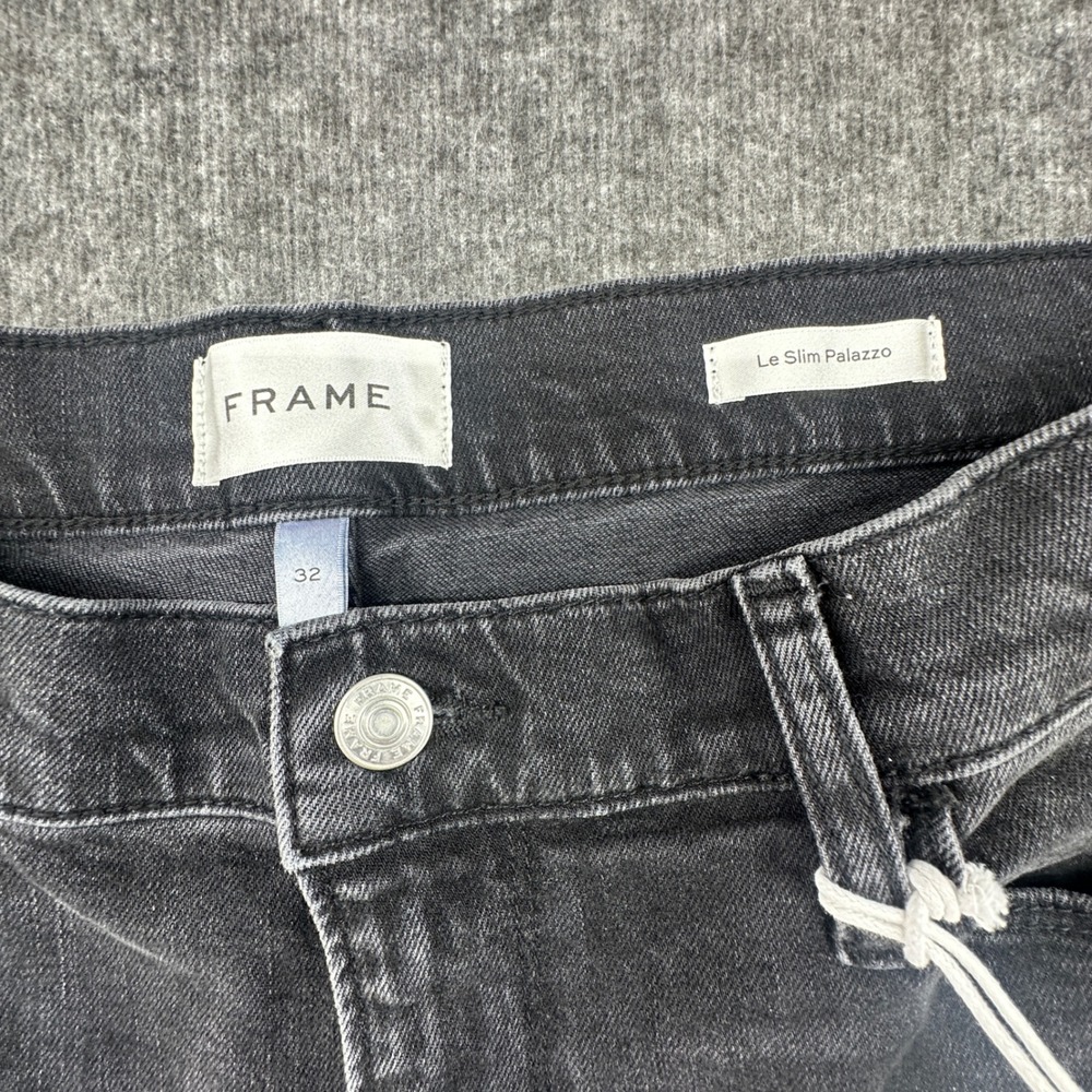 FRAME Le Slim Palazzo High Rise Wide Leg Jeans Black Wash Size 32 NWT - Picture 5 of 9